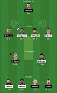 SRH vs PBKS Dream11 Prediction Team, Grand League
